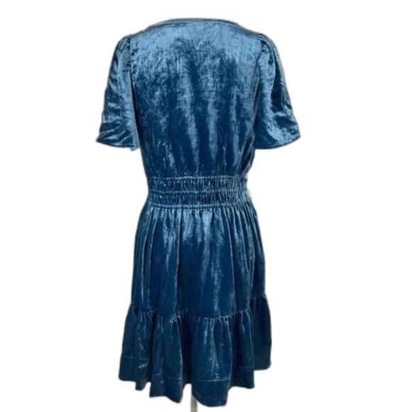 Anthropologie Blue Velvet Mini Dress - Picture 7 of 12